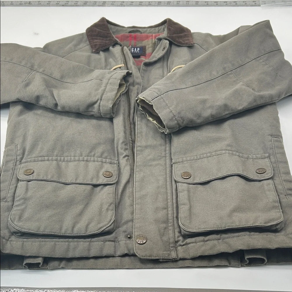 GAP Kids Gray Military Jacket with Brown Collar
